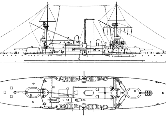 Ship HNoMS Harald Haarfagre [coastal defence ship] (1897) - drawings, dimensions, pictures